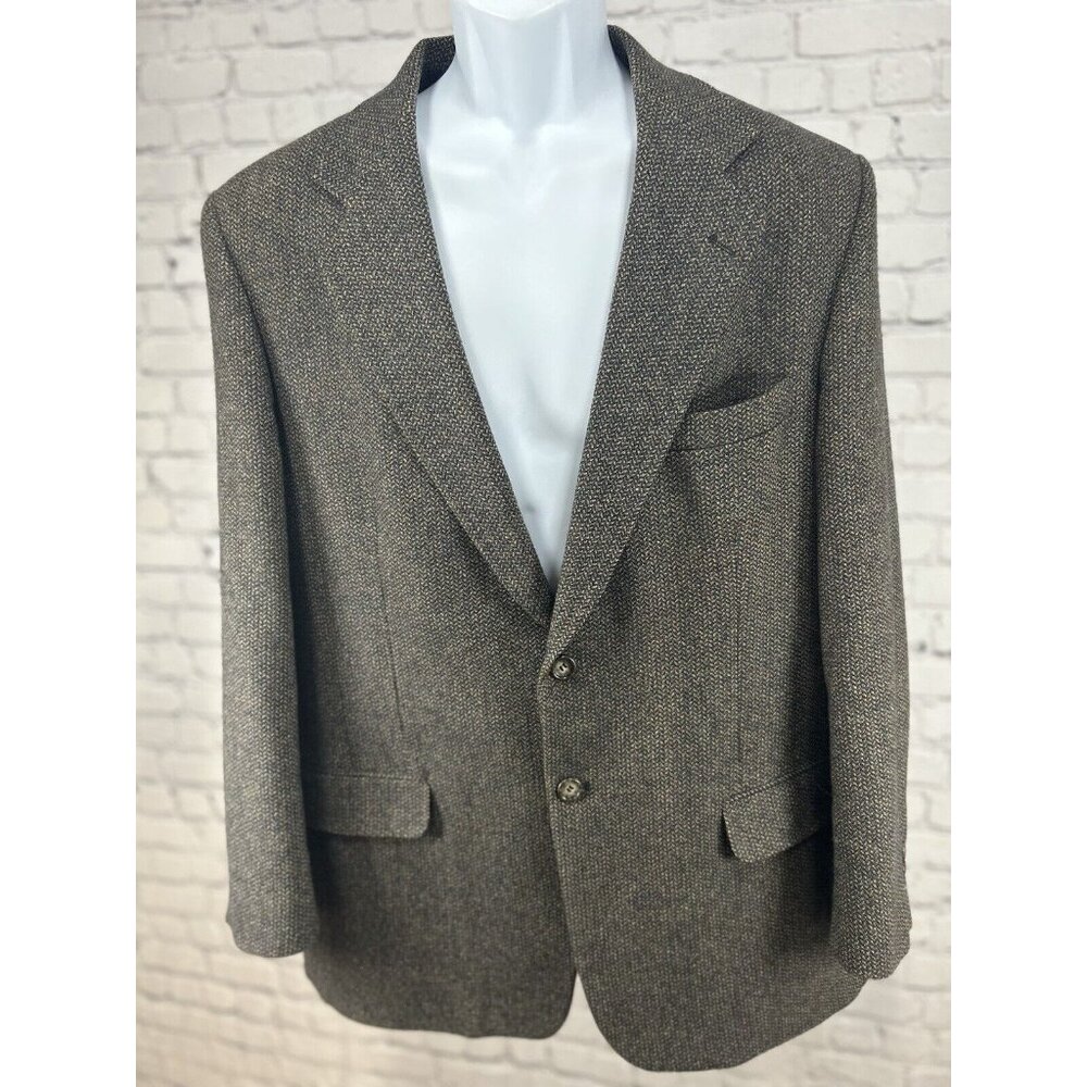 VTG Cricketeer Brown Multicolor Lambswool Blend Herringbone Sport Coat Size 44R